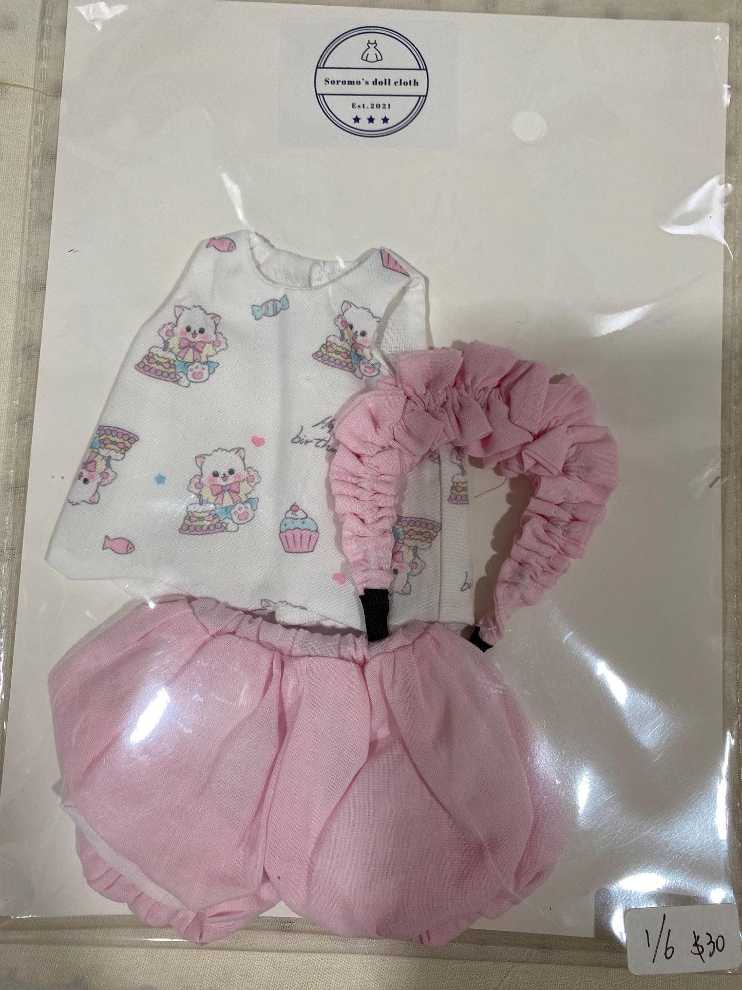 1/6 BJD YOSD clothes with hairband - 3 piece set