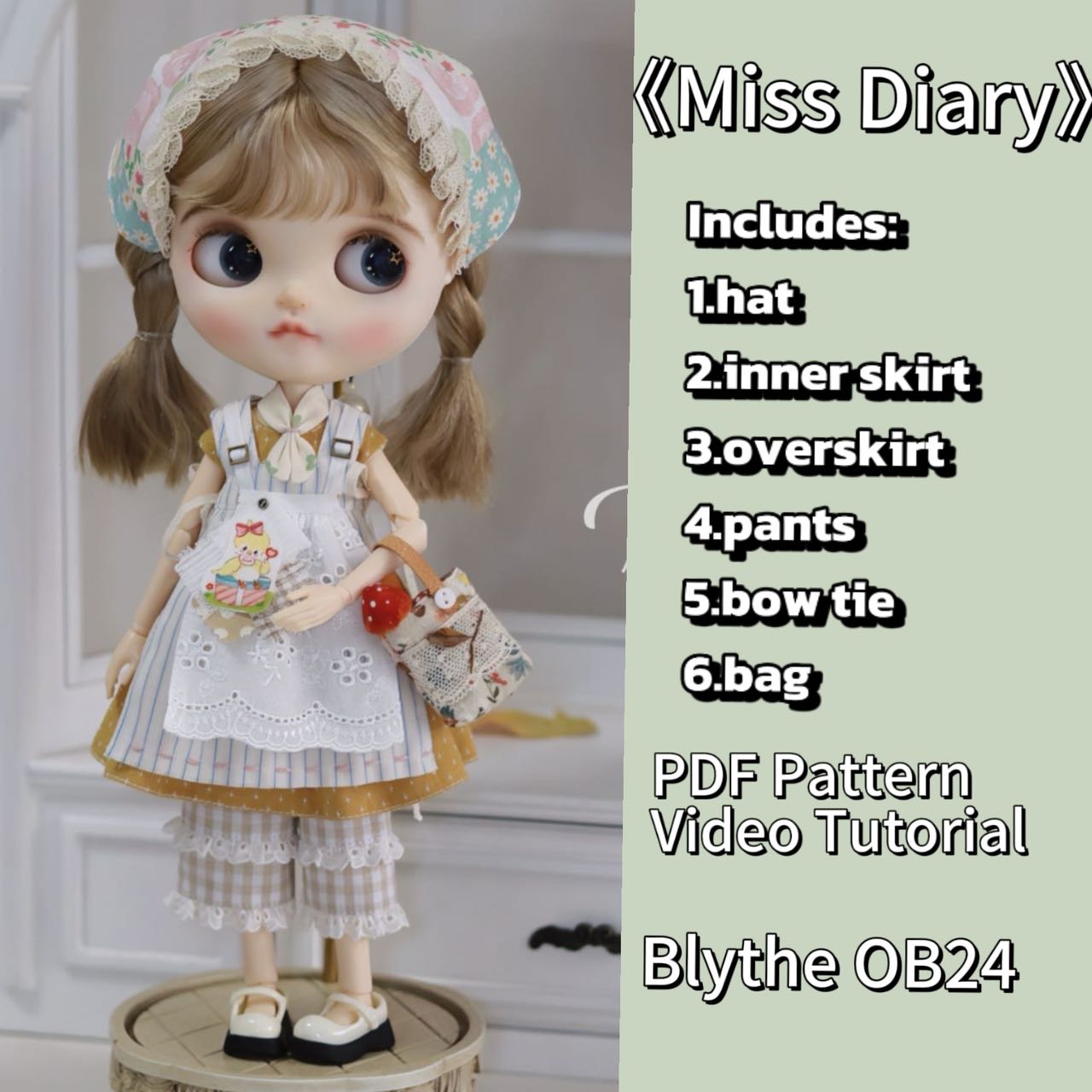 小Mer Blythe Doll Clothes Patterns - Miss Diary-no seam allowance included