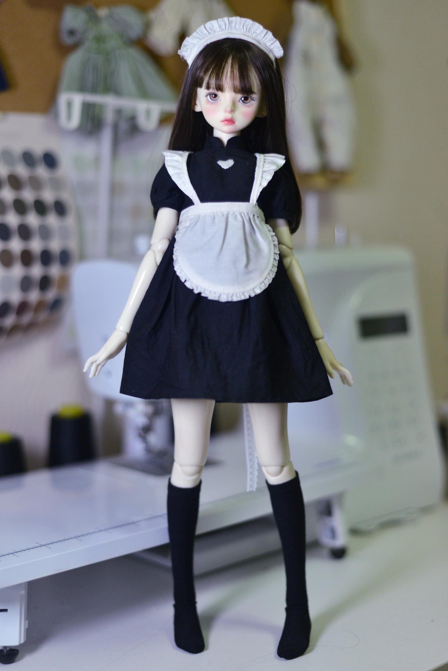 阿吉 BJD 1/4 DOLL Cloth Patterns Dress- Maid Dress short dress