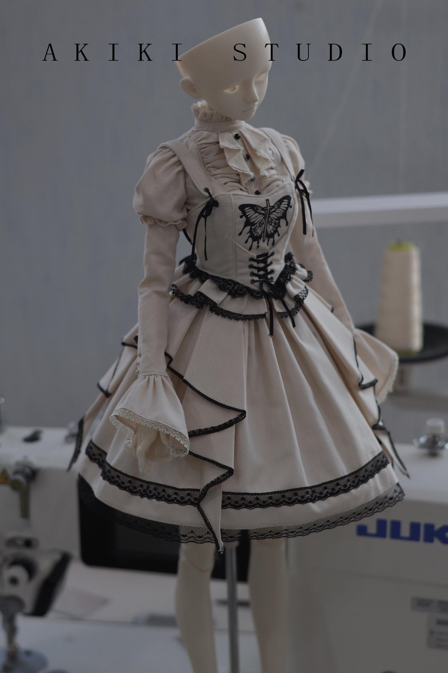 阿吉 BJD 1/4 DOLL Patterns Corset and hat and half skirt - Black Butterfly
