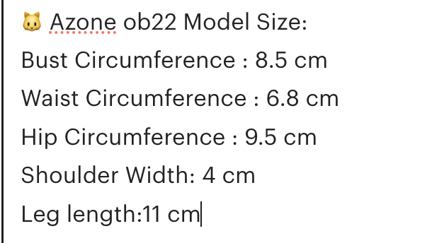 小Mer Azone ob22 Doll Clothes Patterns - YEZI- no seam allowance included