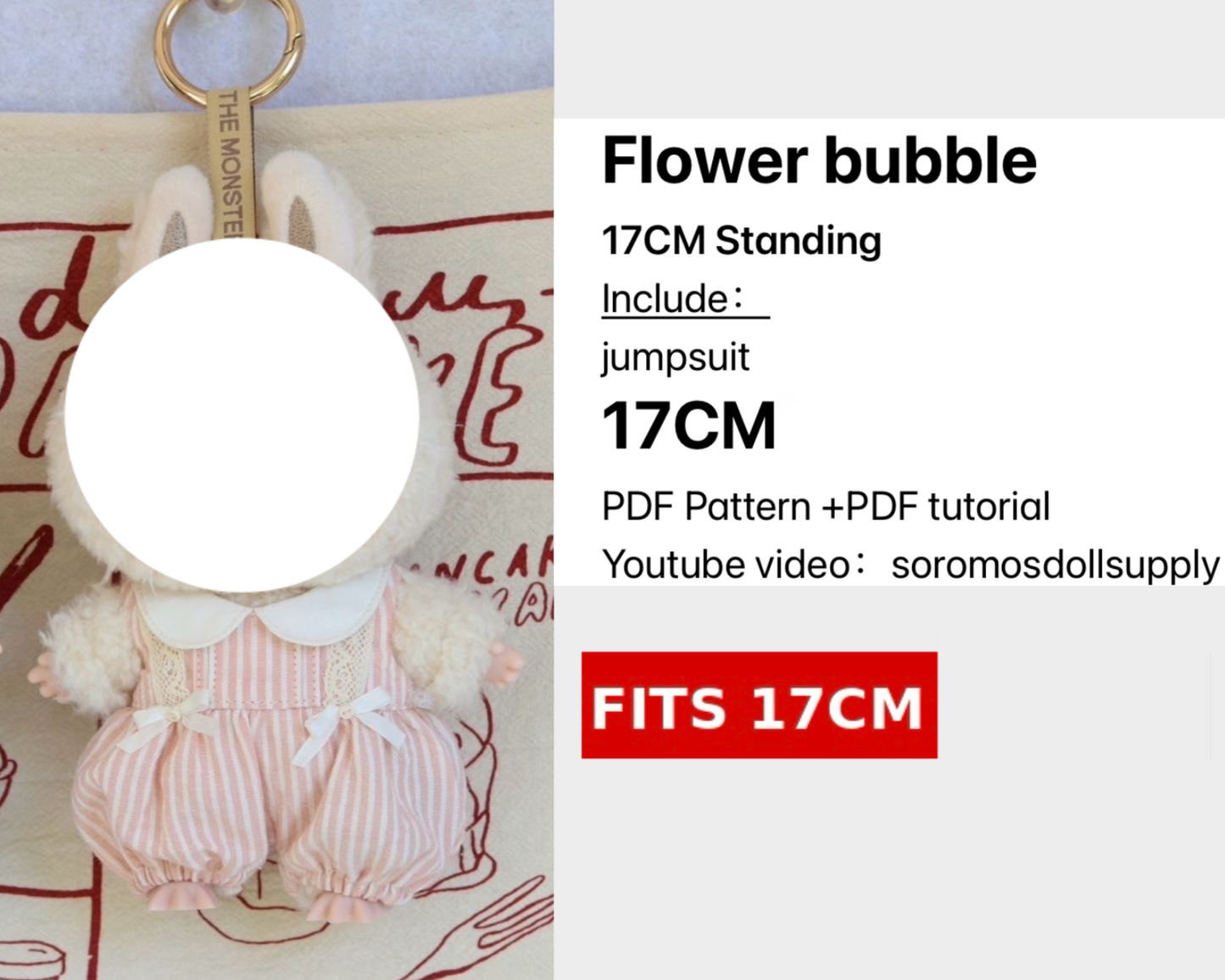 Puffy Outfit Pattern for 15.5–17cm Fantasy Monster Dolls – PDF + Video Tutorial | Compatible with Labubu size dolls