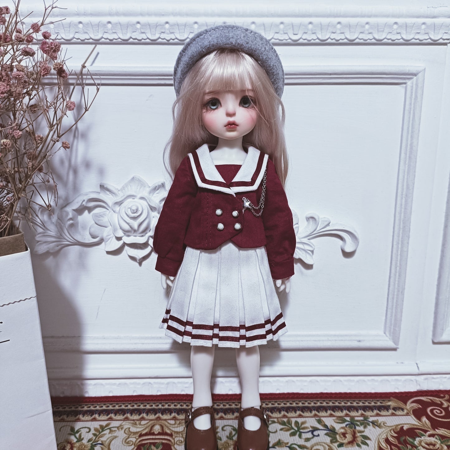 阿彩 Blythe Doll Dress Pattern - school girl red-include 5mm seam allowance
