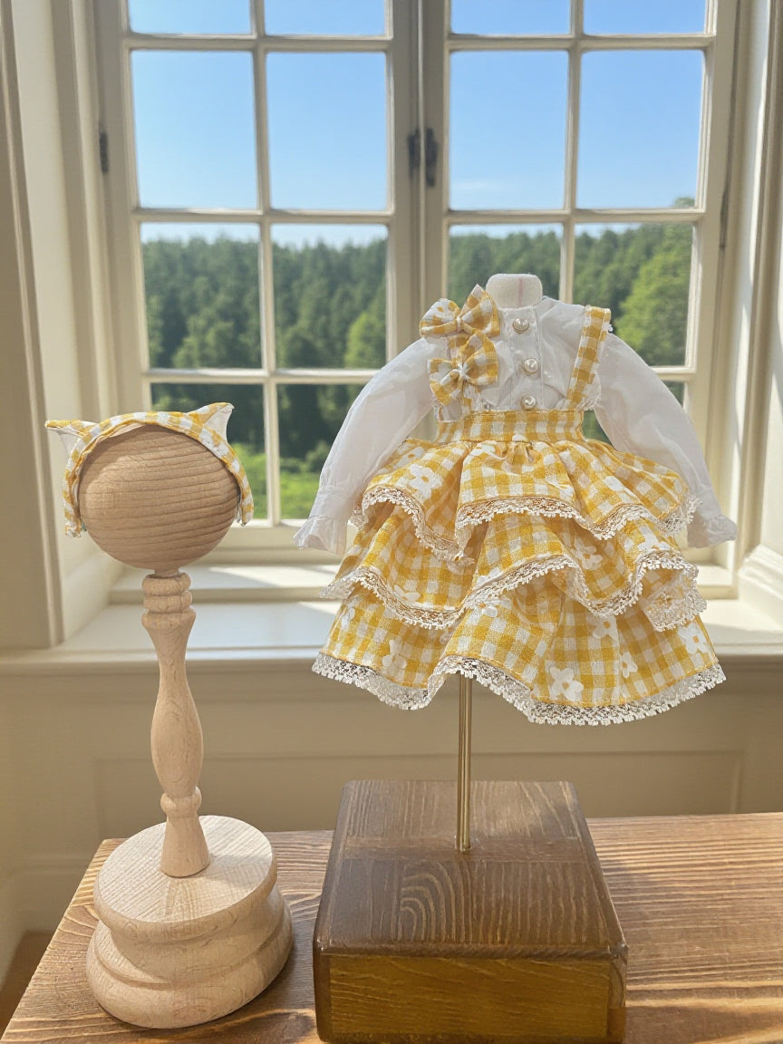 阿彩 1/3 BJD Doll Dress Pattern - Plaid cat- include 5mm seam allowance