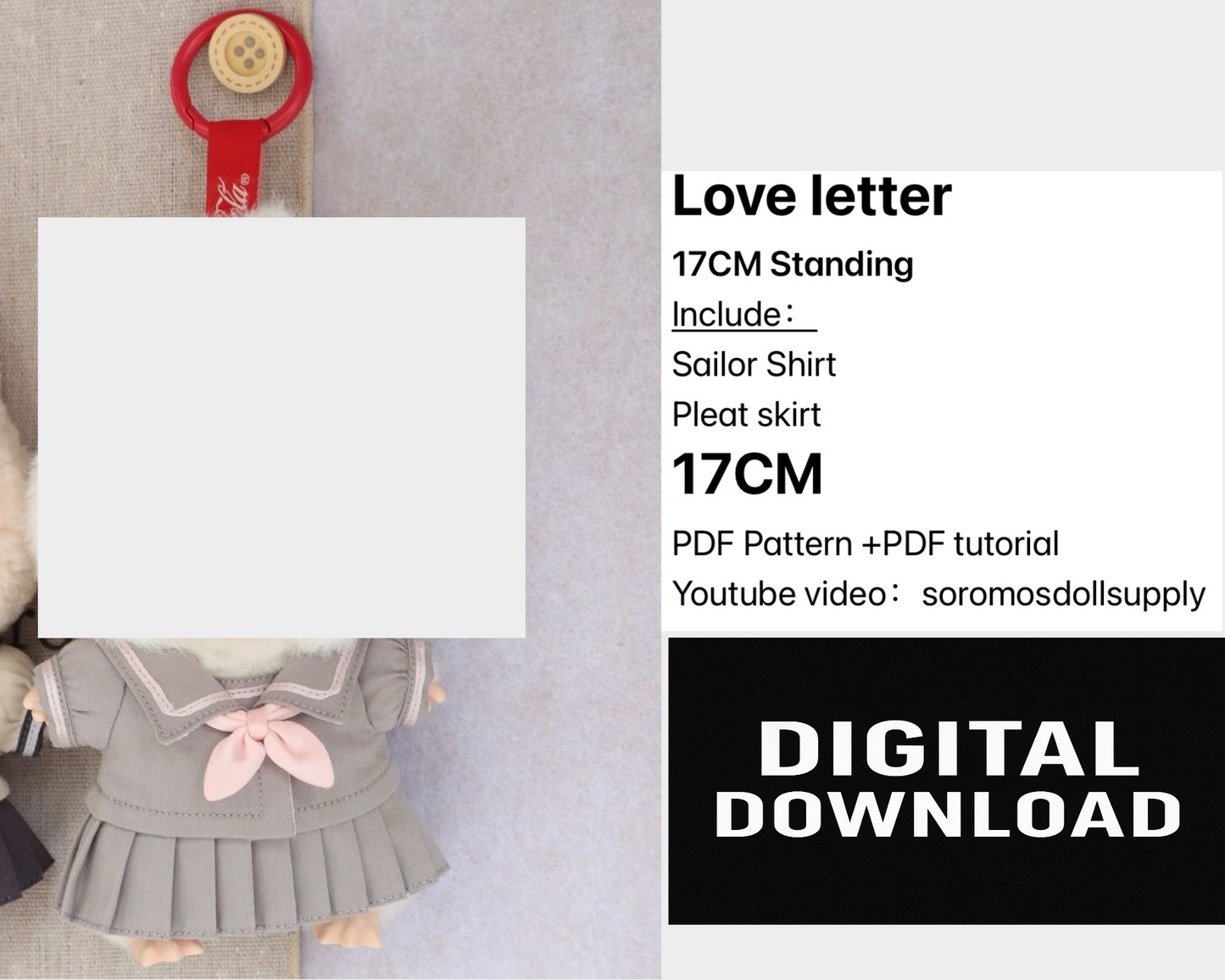 Love Letter Outfit Pattern for 15.5–17cm Fantasy Monster Dolls – PDF + Video Tutorial | Compatible with Labubu size dolls