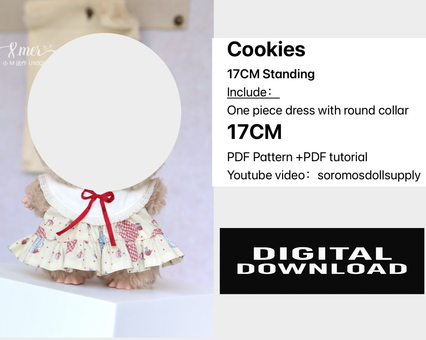 Cookies Outfit Pattern for 15.5–17cm Fantasy Monster Dolls – PDF + Video Tutorial | Compatible with Labubu size dolls