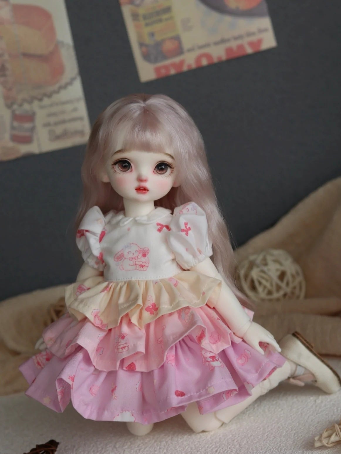 果果 1/6 BJD Doll Dress Pattern - Caked dress with apron- seam allowance include