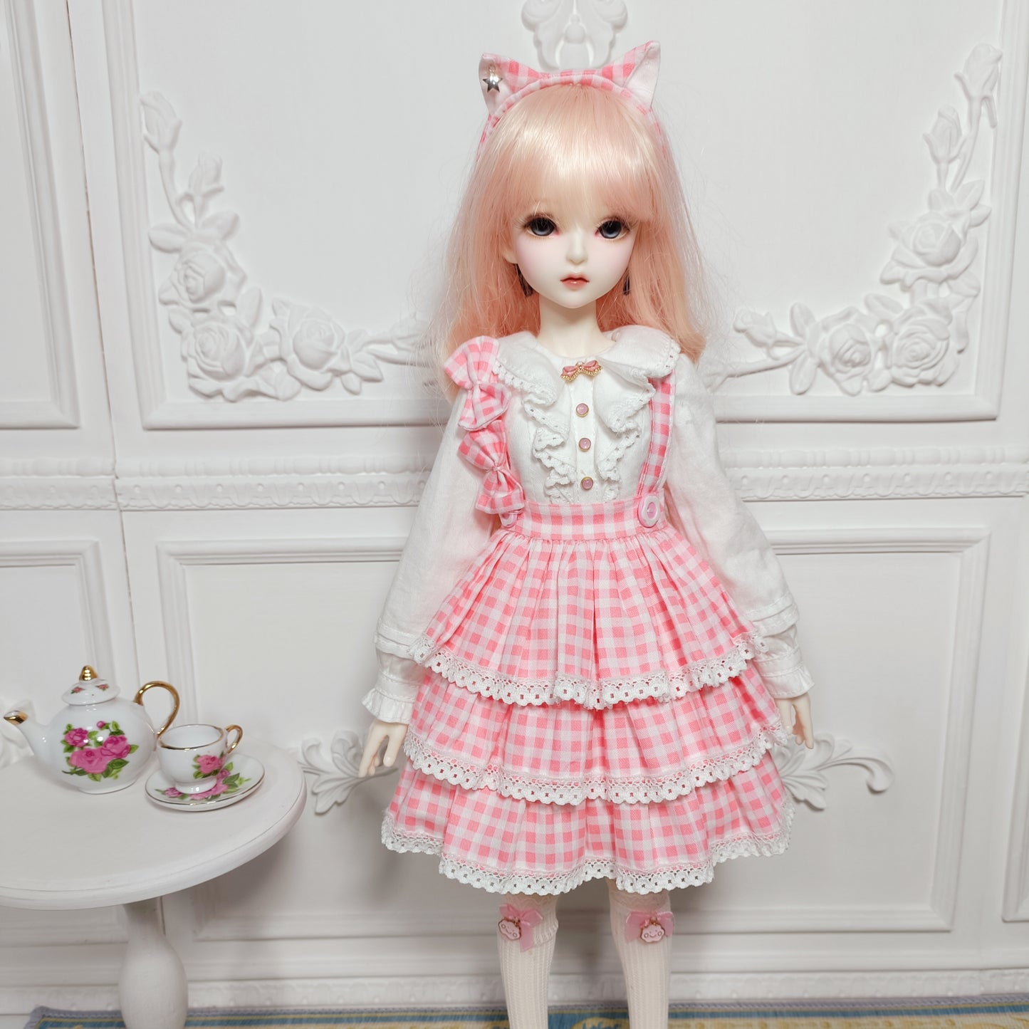 阿彩 1/6 BJD Doll Dress Pattern - Plaid Cat-include 5mm seam allowance