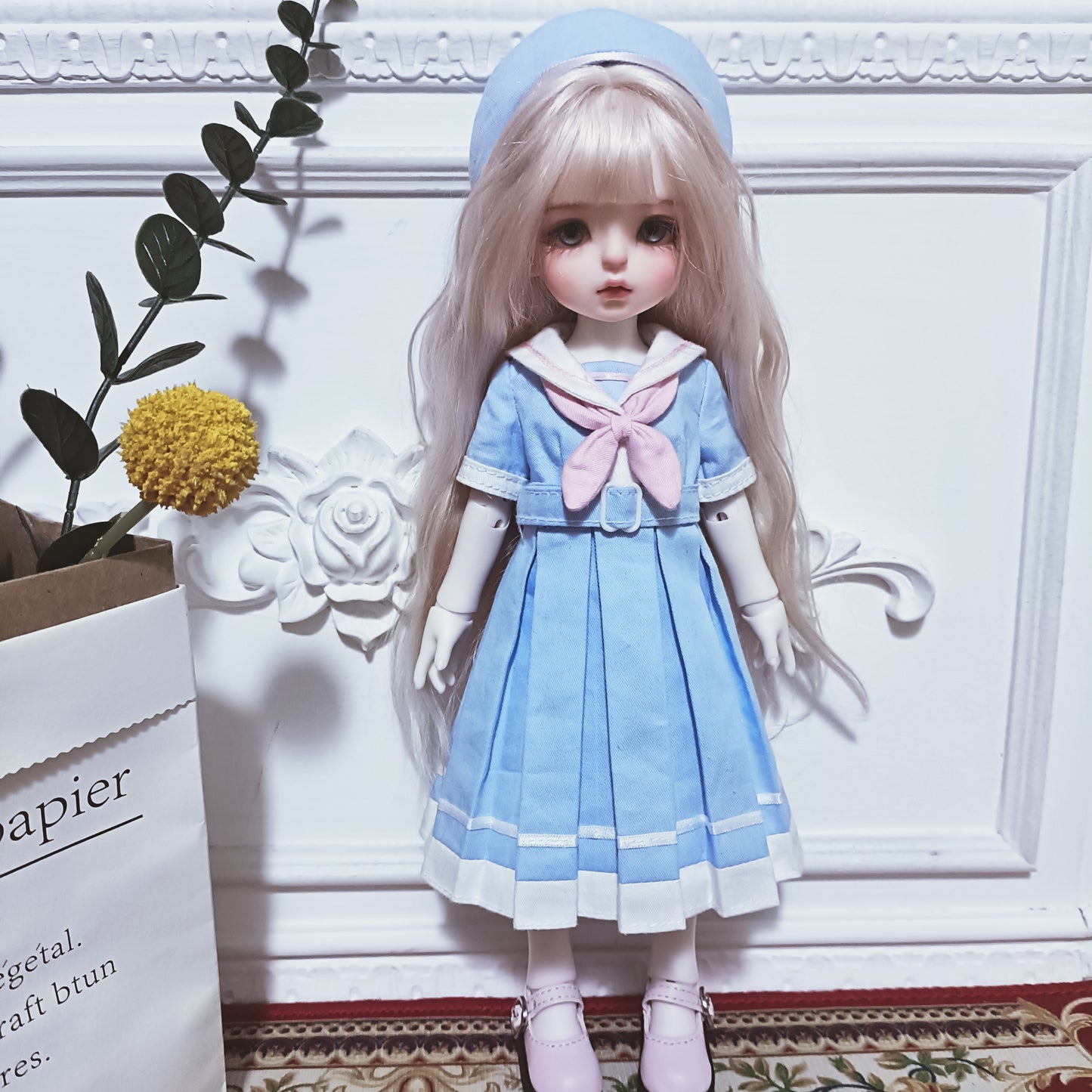 阿彩 1/6 BJD Doll Dress Pattern - School girl Blue-include 5mm seam allowance