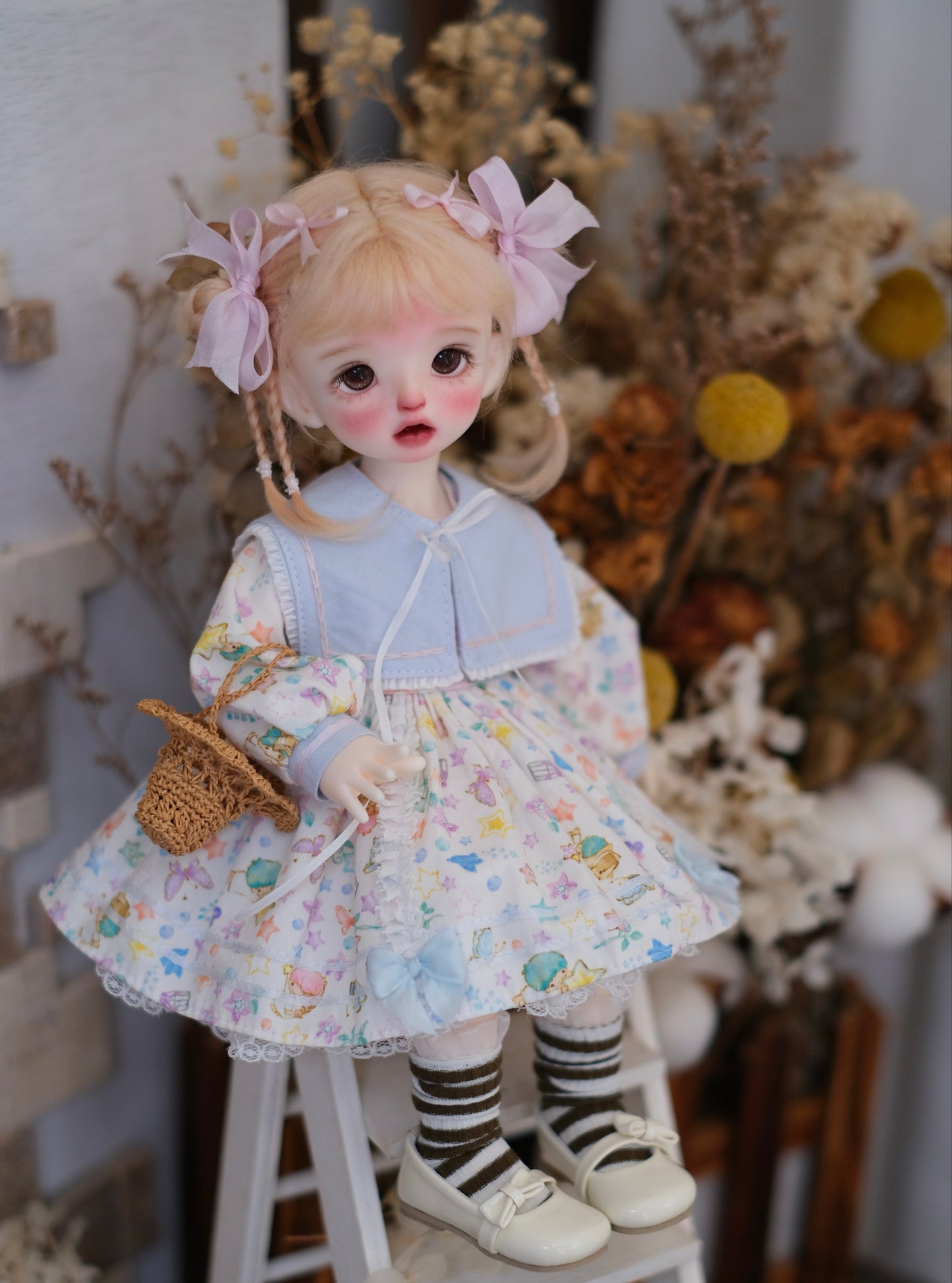 果果 1/6 BJD Doll Dress Pattern - Navy Dress set- with seam allowance