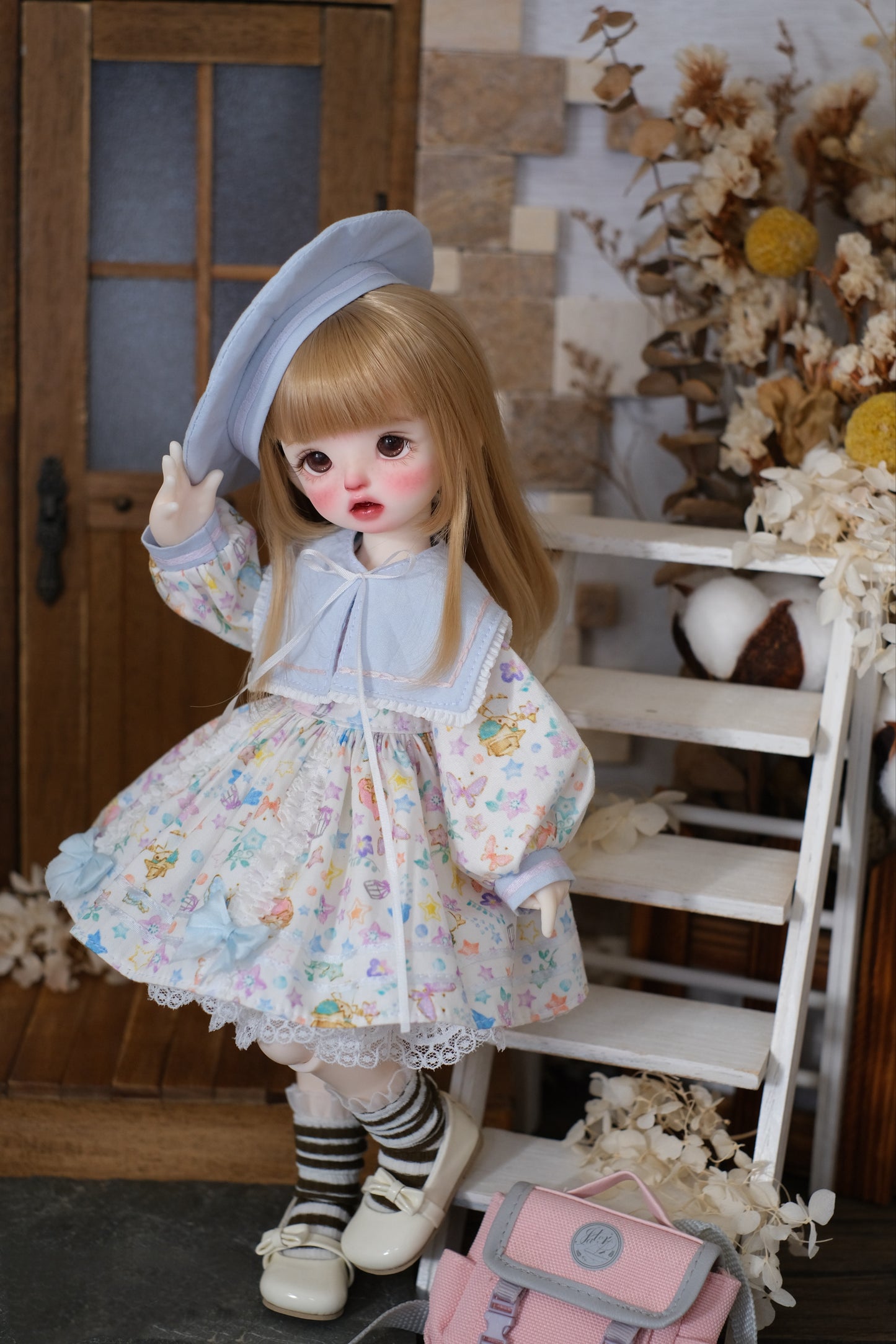 果果 1/6 BJD Doll Dress Pattern - Navy Dress set- with seam allowance