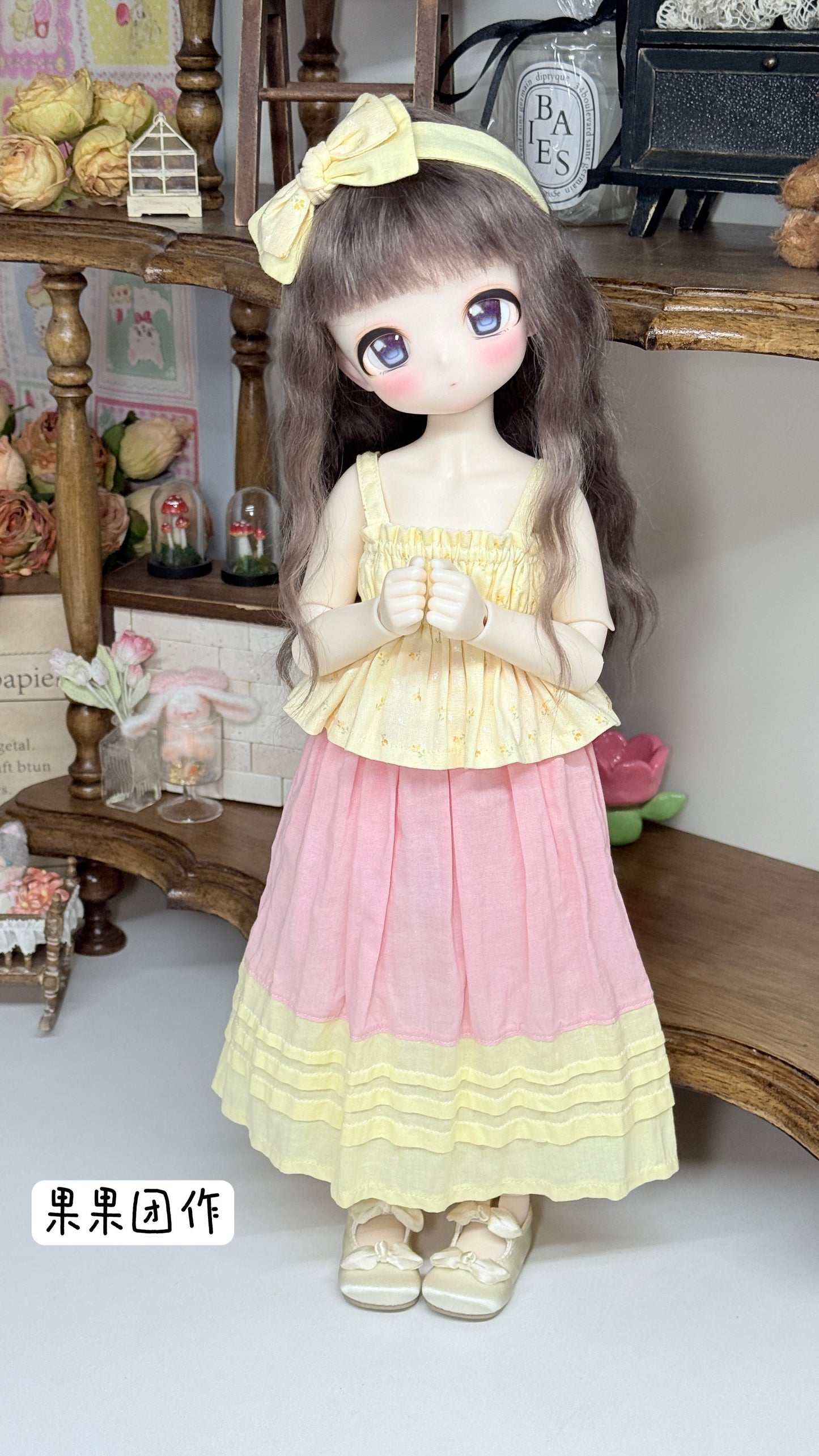 果果 1/4 BJD Doll Dress Pattern -strap top and dress set