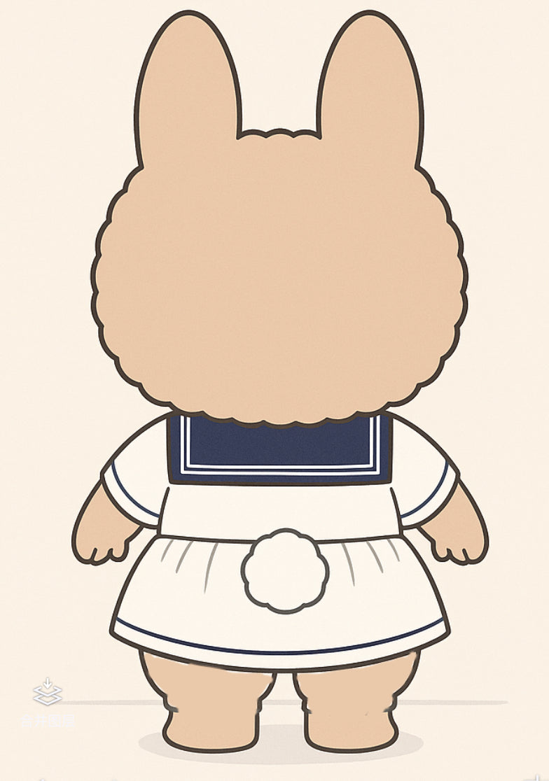 Fantasy Monster Doll 15.5–17cm Sailor Bunny Outfit Pattern – PDF + Video Tutorial | Macaron Style