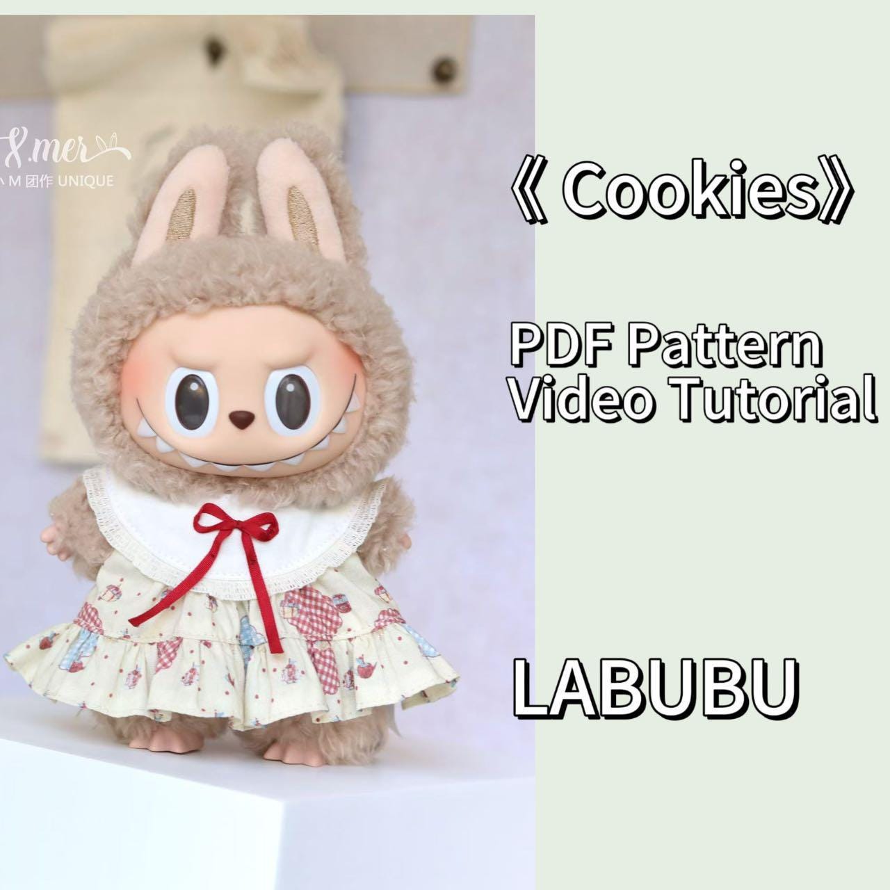 LABUBU Cookies Outfit Pattern – PDF + Video | Fits 15.5–17cm (Macaron Style)