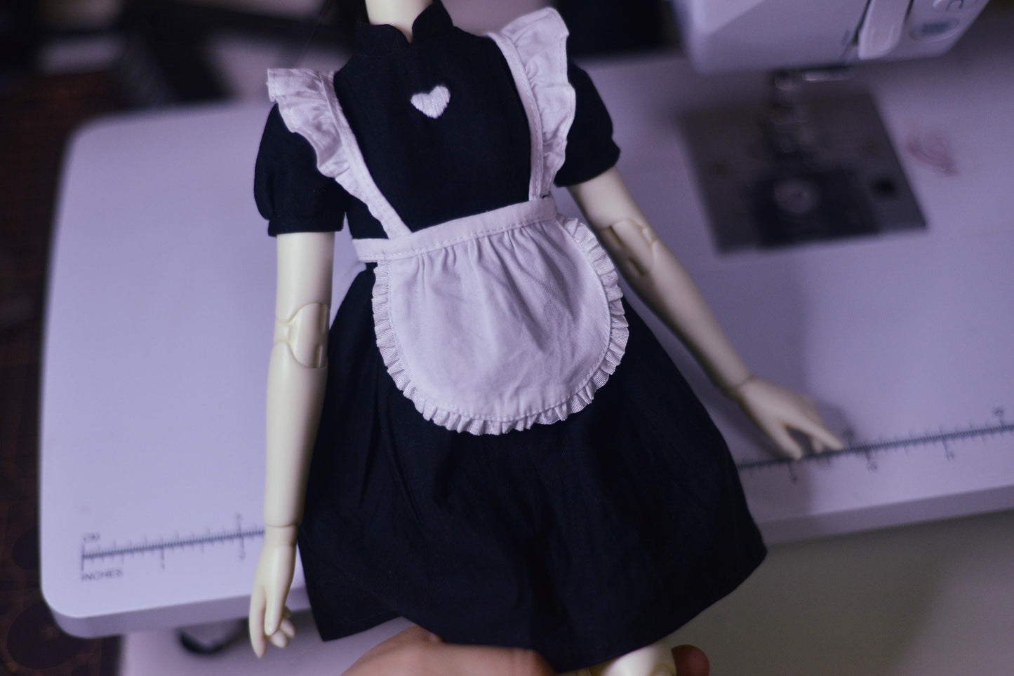 阿吉 BJD 1/4 DOLL Cloth Patterns Dress- Maid Dress short dress