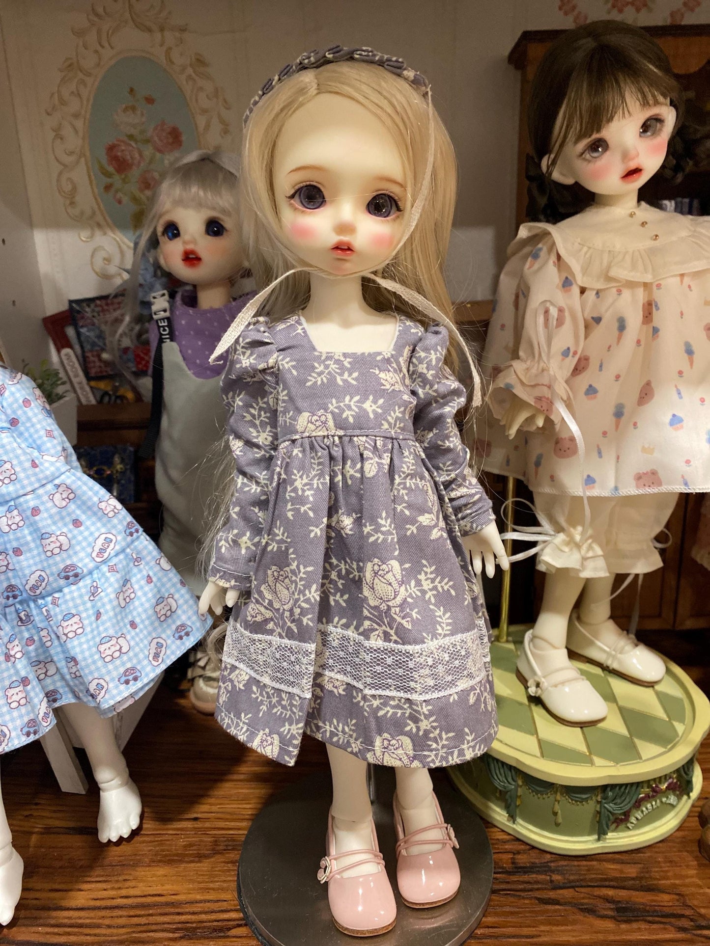 1/6 BJD YOSD clothes dress- vintage style 2 color abailabe. with hair band