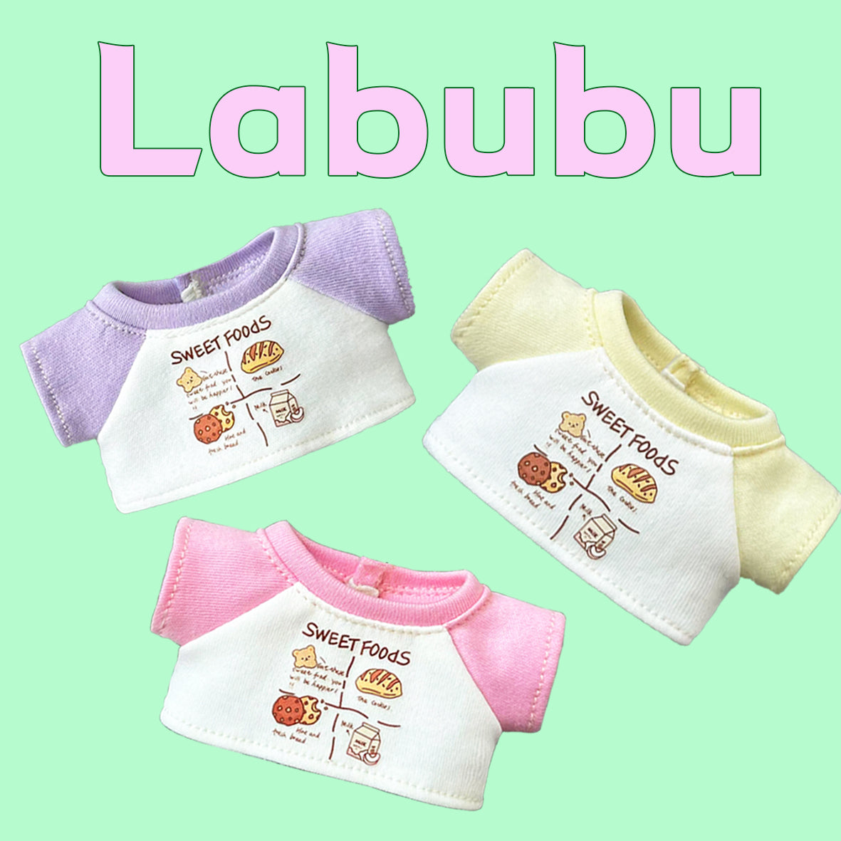 ¡Lea antes de comprar! Patrón de ropa para muñeca LABUBU Macaron: Patrón en inglés, sin margen de costura, videotutorial, sin reembolso.