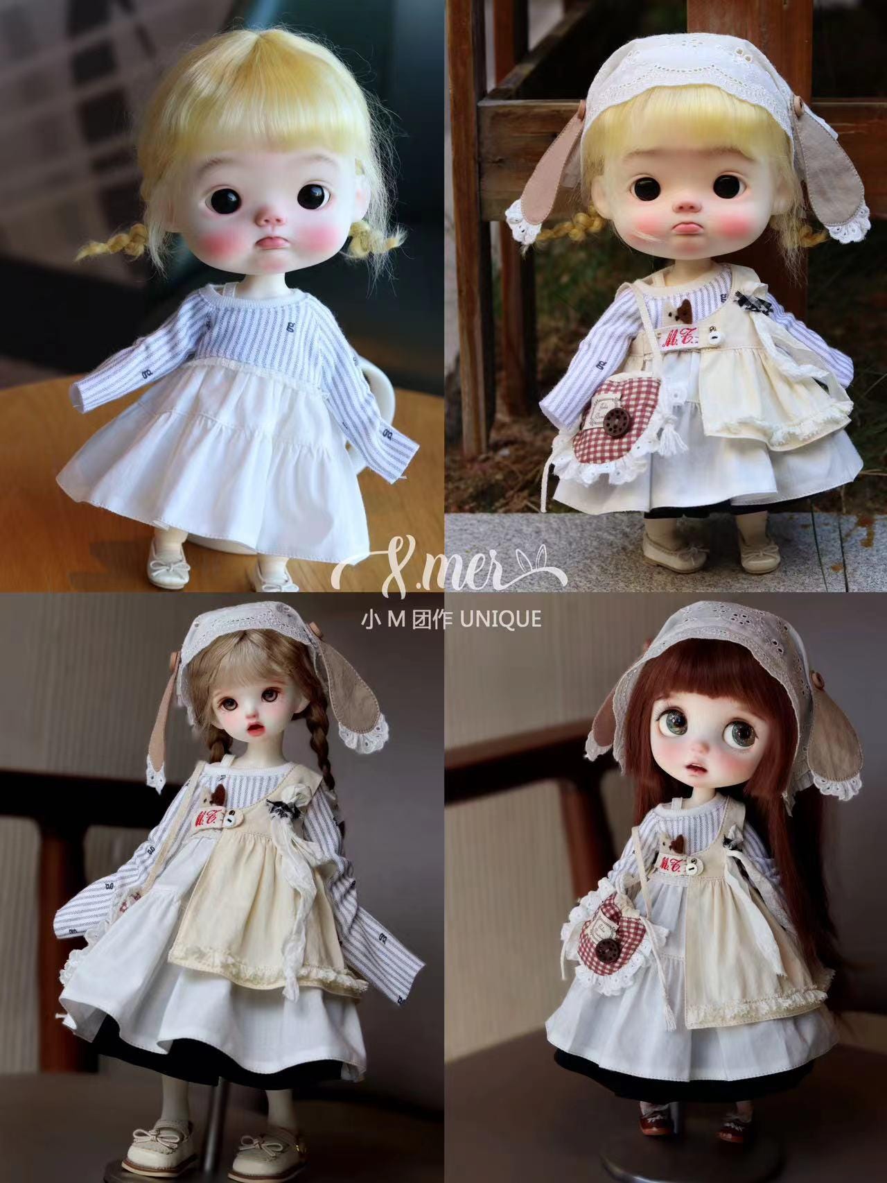 小Mer BJD 1/6 BJD DOLL Patterns Fall Season dress set-no seam allowance included