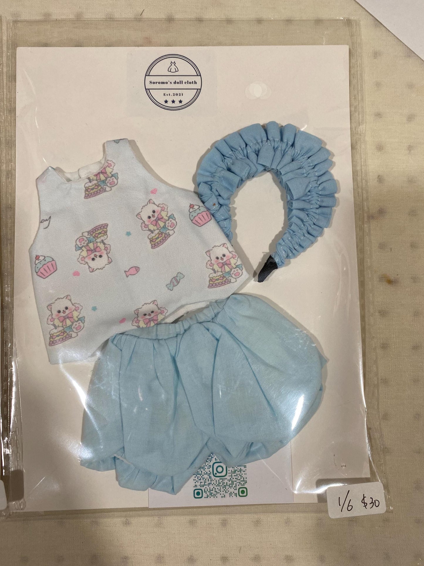 1/6 BJD YOSD clothes with hairband - 3 piece set