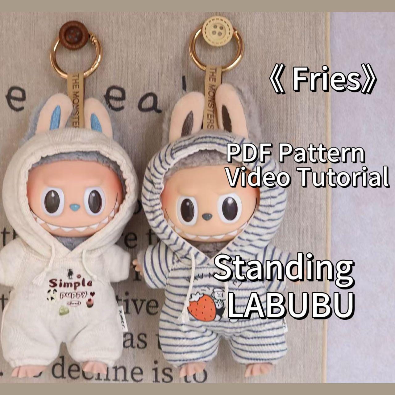 LABUBU Fries Outfit Pattern – PDF + Video | Fits 15.5–17cm (Macaron Style)