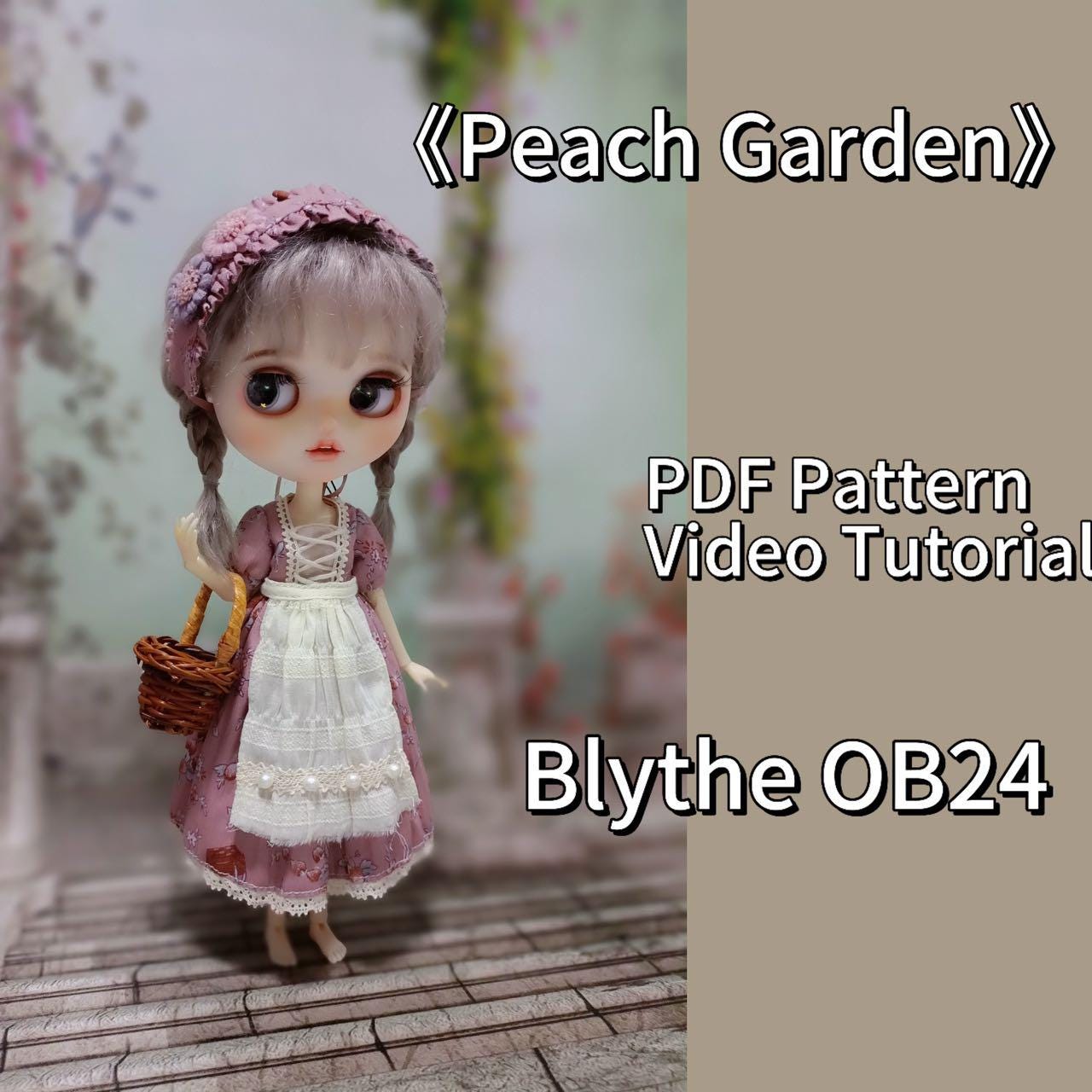 阿彩 ブライスドールドレスパターン - ピーチガーデン(5mmの縫い代を含む)