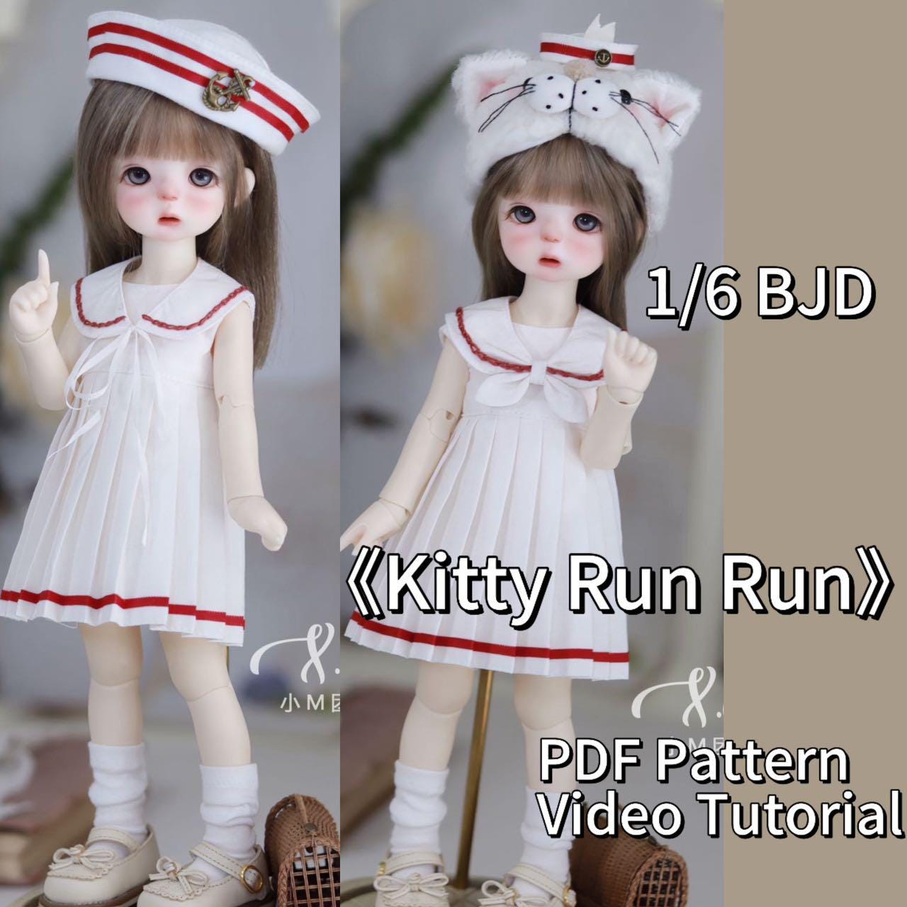 小Mer BJD 1/6 BJD DOLL Patterns -Kitty Run Run-no seam allowance included