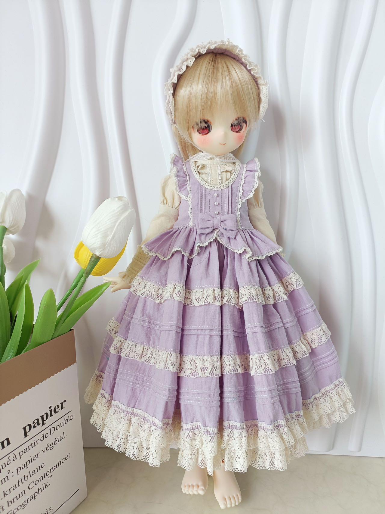 阿彩 1/4 KUMAKO BJD Doll Dress Pattern - Layered Pleated Skirt -(Hard , not for beginner)include 5mm seam allowance