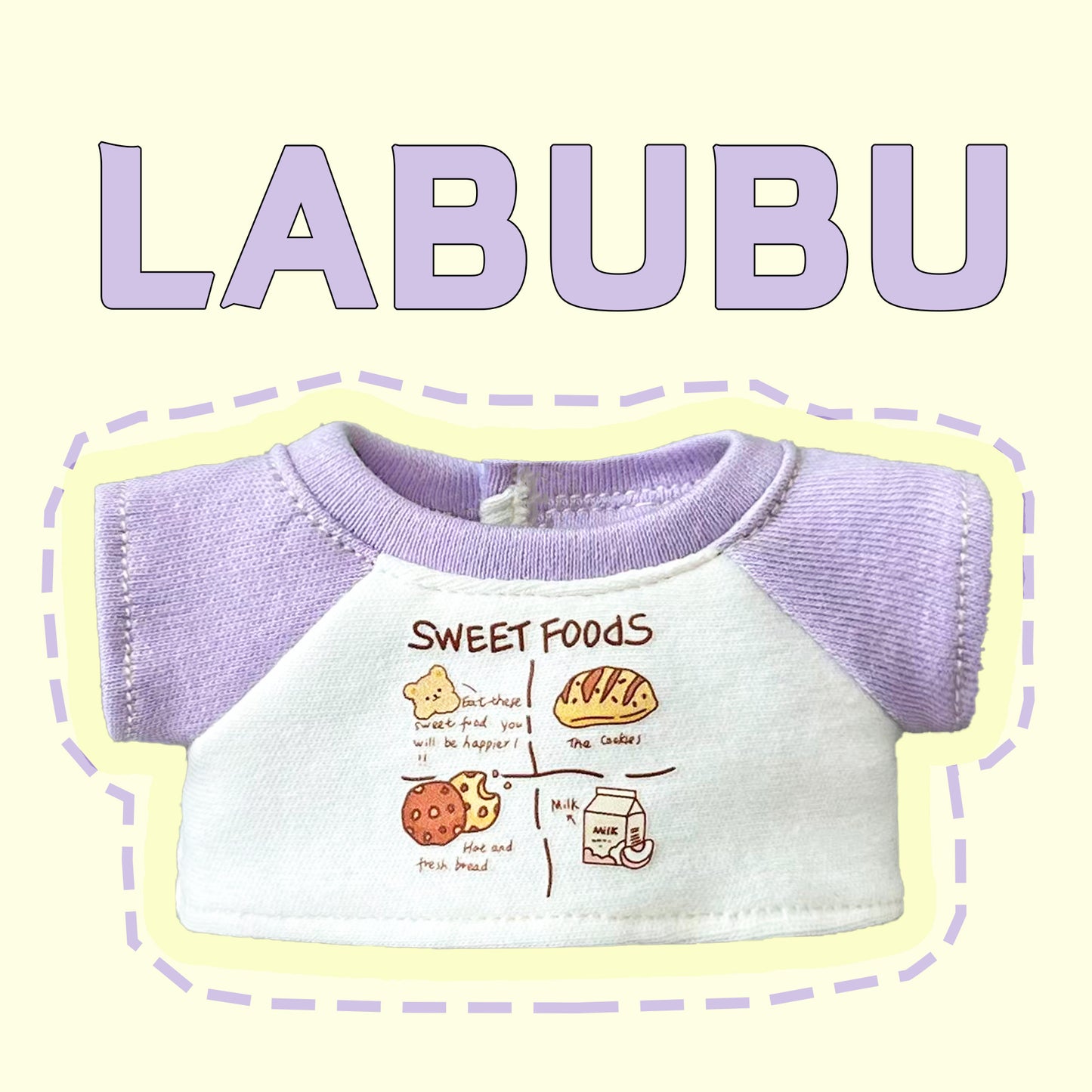 ¡Lea antes de comprar! Patrón de ropa para muñeca LABUBU Macaron: Patrón en inglés, sin margen de costura, videotutorial, sin reembolso.