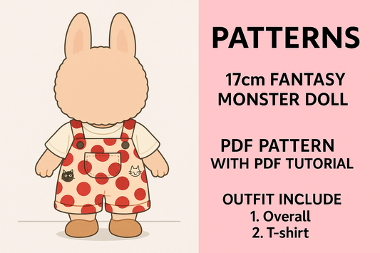 Fantasy Monster Doll 17cm Overalls Pattern – PDF + Video Tutorial