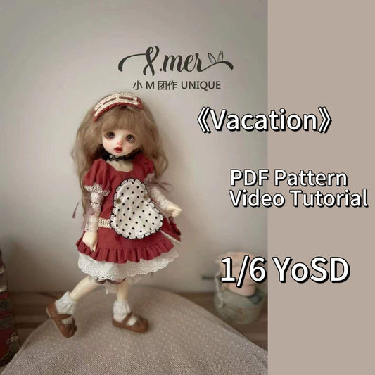 小Mer BJD 1/6 BJD DOLL Clothes Patterns Vacation-no seam allowance included