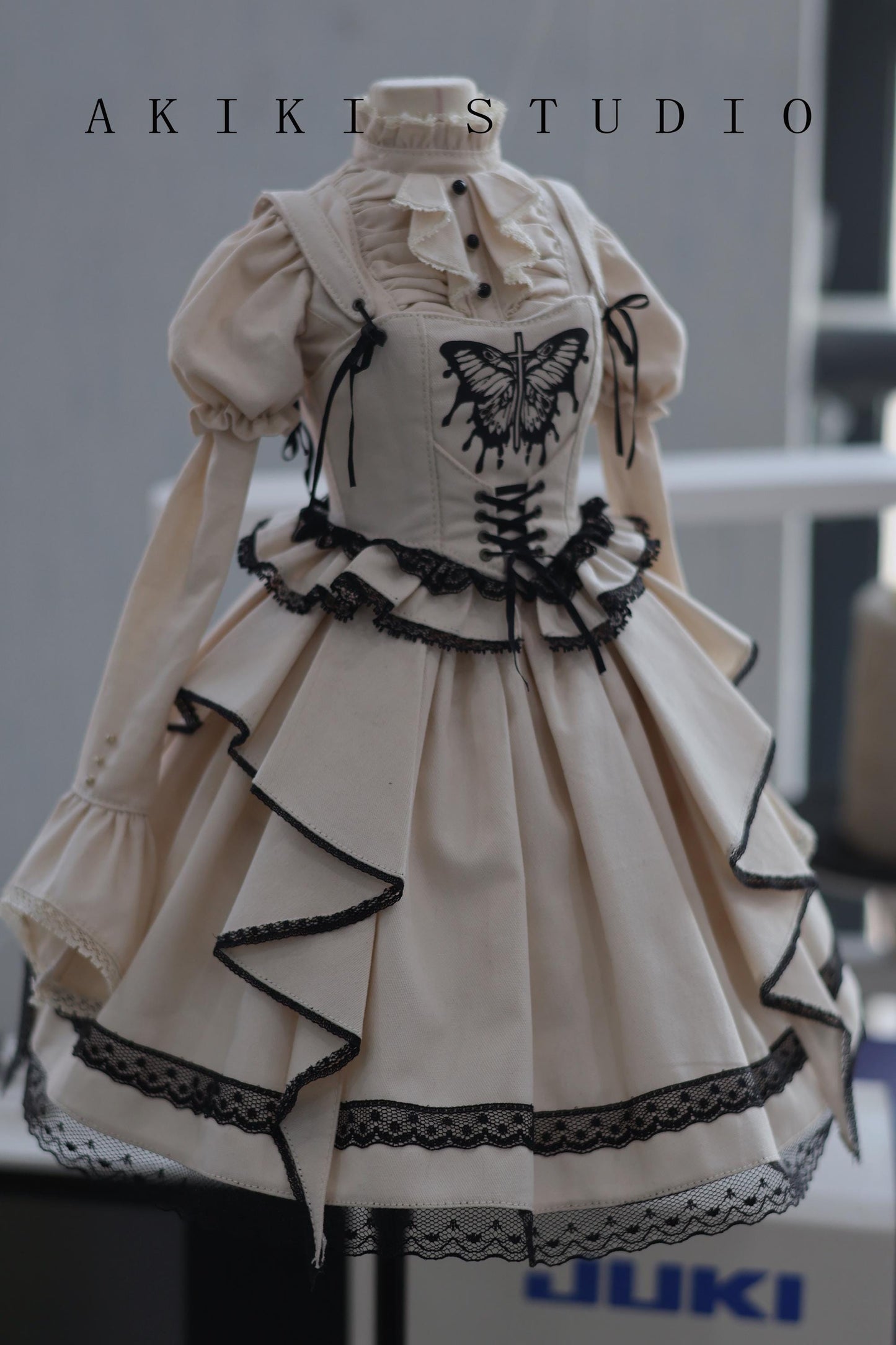 阿吉 BJD 1/3 SDGR DOLL Patterns Corset and hat and half skirt - Black Butterfly