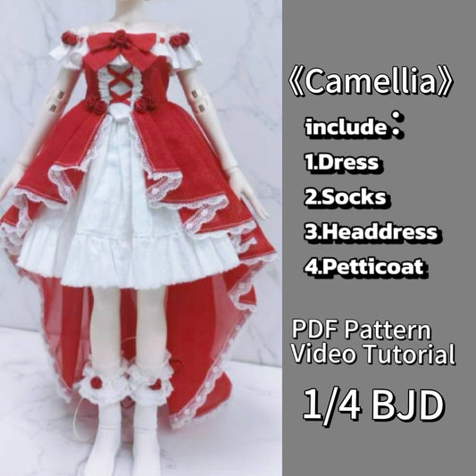 阿彩 1/4 BJD Doll Dress Pattern - Camellia-include 5mm seam allowance
