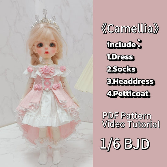 阿彩 1/6 BJD Doll Dress Pattern - Camellia- include 5mm seam allowance