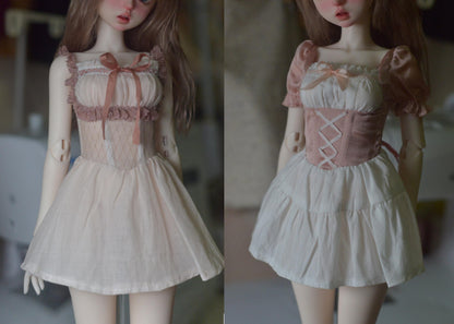阿吉 BJD 1/6 YoSD BJD DOLL Patterns ShortSleeve Two-Piece Dress Pattern