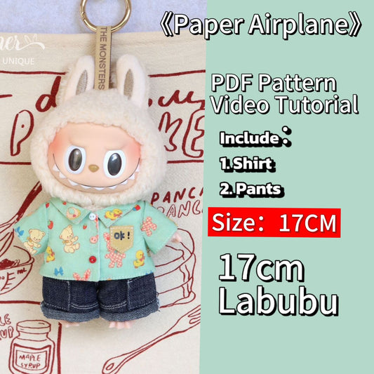 LABUBU  Shirt pants Outfit Pattern – PDF + Video | Fits 15.5–17cm (Macaron Style)