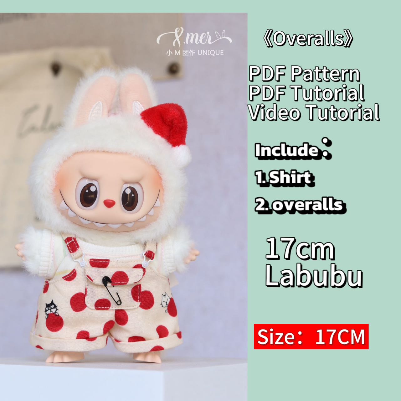 LABUBU Overalls Pattern – PDF + Video | Fits 17CM