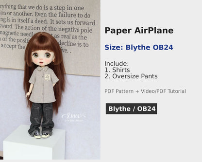 小Mer Blythe DOLL Patterns -paper airplane-no seam allowance included