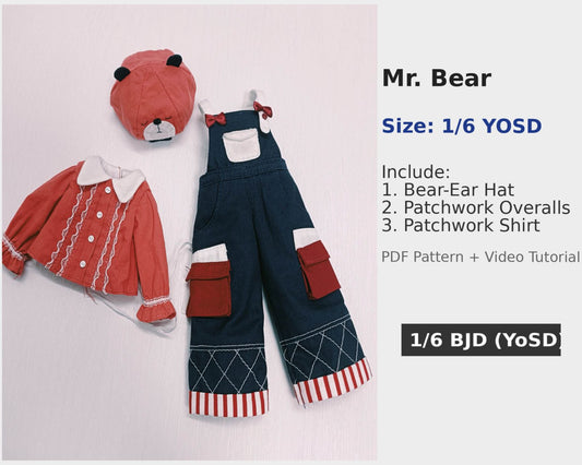 阿彩 1/6 BJD Doll Dress Pattern - Mr. Bear-include 5mm seam allowance