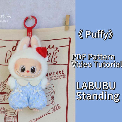LABUBU Puffy Outfit Pattern – PDF + Video | Fits 15.5–17cm (Macaron Style)
