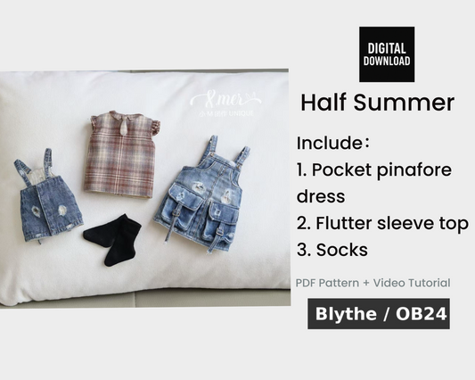小Mer Blythe OB 24 DOLL Patterns -Half Summer-no seam allowance included
