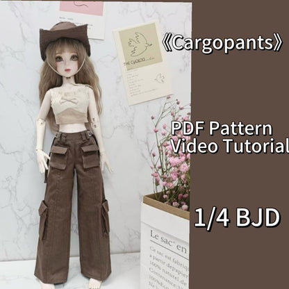 阿彩 1/4 BJD Doll Dress Pattern - Cargopants, skirt, hat, outerwear and spaghetti strap-inclue 5mm seam allowance