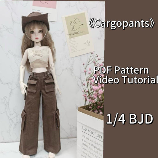 阿彩 1/4 BJD Doll Dress Pattern - Cargopants, skirt, hat, outerwear and spaghetti strap-inclue 5mm seam allowance