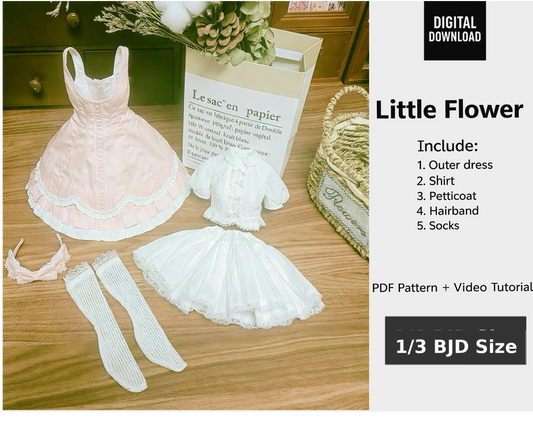 阿彩 1/3 BJD  SDGR Doll Dress Pattern - Little flower -include 5mm seam allowance