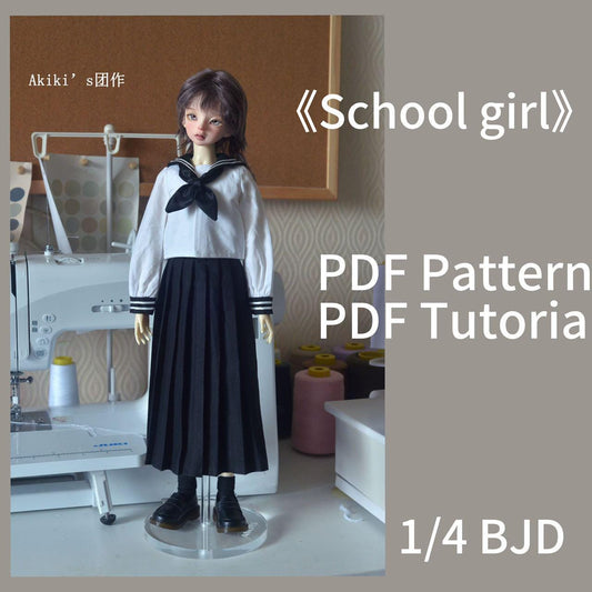 阿吉 BJD 1/4 BJD DOLL Patterns School girl dress