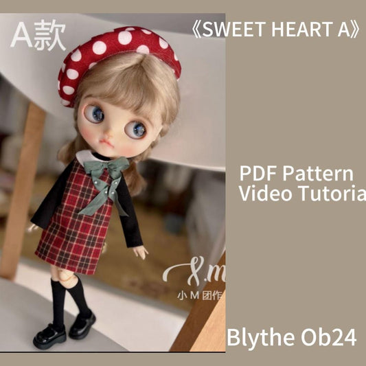 小Mer Blythe OB 24 DOLL Patterns - Sweet Heart Style A-no seam allowance included