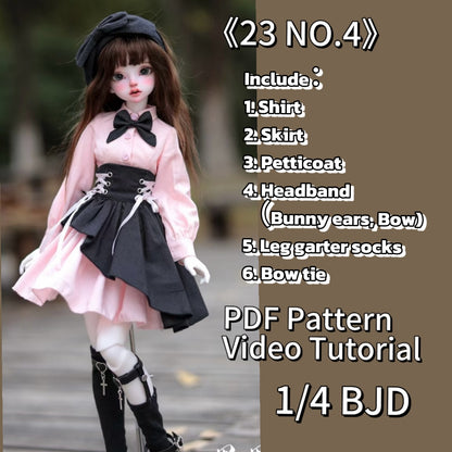 果果 1/4 BJD Doll Dress Pattern - Bunny girl 23NO.4 seam allowance include