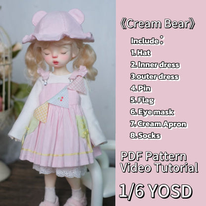 果果 1/6 BJD Doll Dress Pattern - Creamy Bear