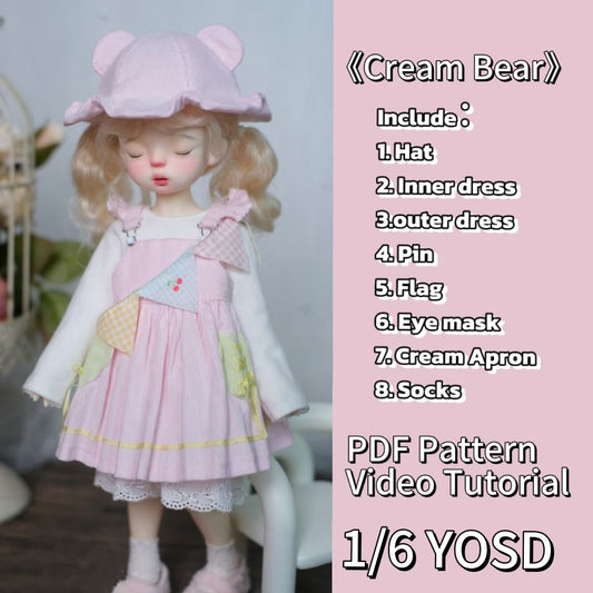 果果 1/6 BJD Doll Dress Pattern - Creamy Bear
