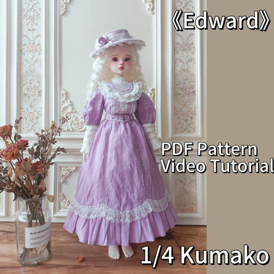 阿彩 1/4 KUMAKO BJD Doll Dress Pattern - Edward ( Hat and Dress included)inclue 5mm seam allowance
