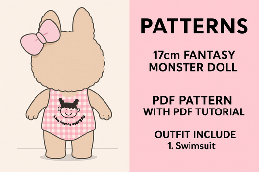 Fantasy Monster Doll 15.5–17cm Swimming Suit Outfit Pattern – PDF + Video Tutorial | Macaron Style